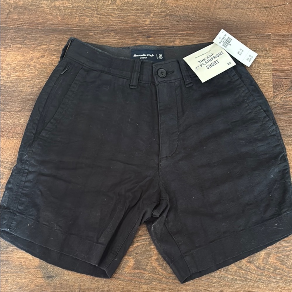 Abercrombie & Fitch Men's Black Flat Front Stretch Shorts